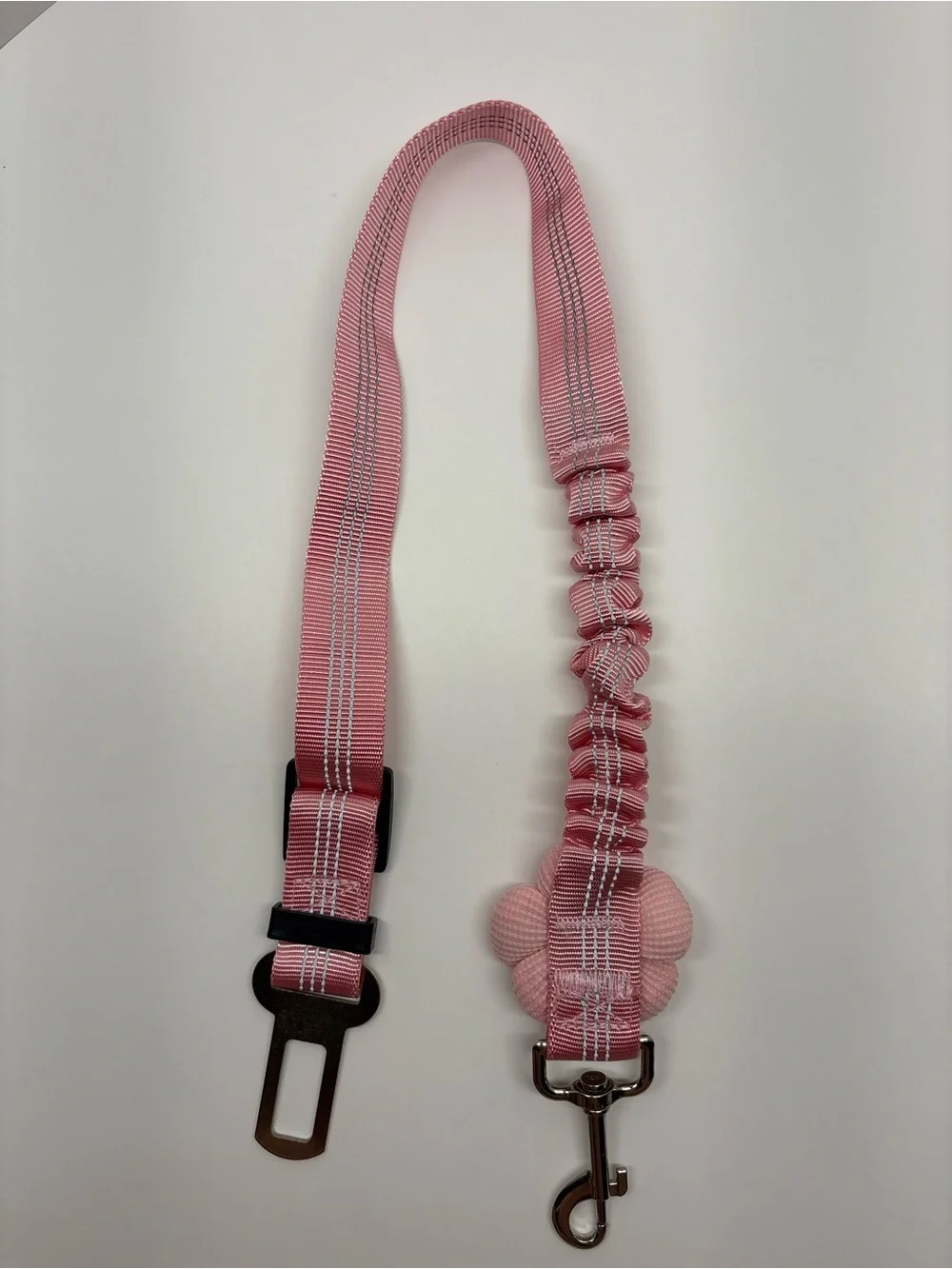 Pink Nylon Dog Seat Belt Leash, Adjustable Elastic Bungee, S